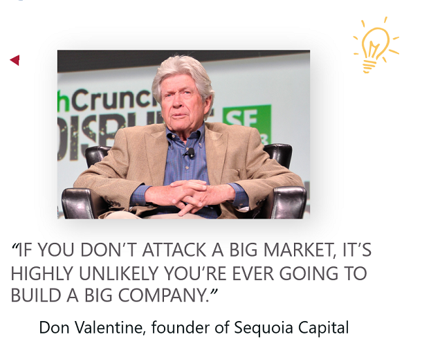 Picture of Don Valentine founder of Sequoia Capital with text quoting : 