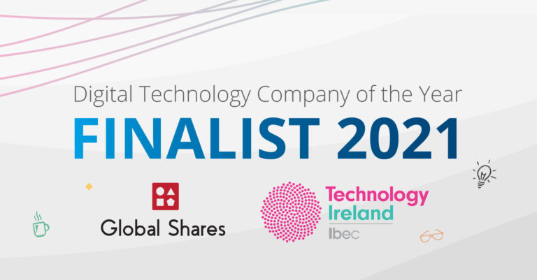 Illustration of the Global Shares logo as Shortlisted finalist of Technology Ireland Company of the Year 2021 (IBEC)